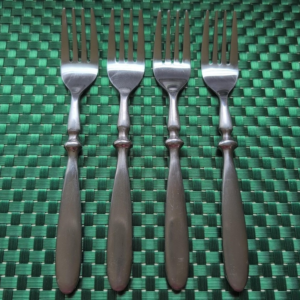 Hampton Silversmiths BISTRO SATIN Salad Forks Set Lot of 4 Stainless 18/0 Vtg